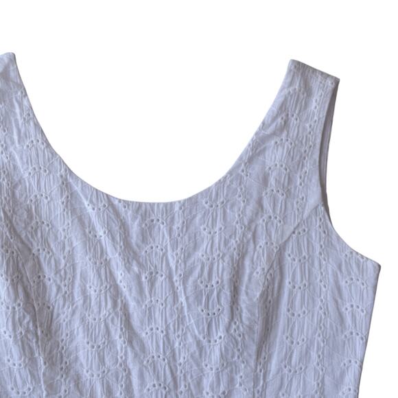 Y2K White Eyelet Cotton Peplum Top, Size Medium - Picture 2 of 6